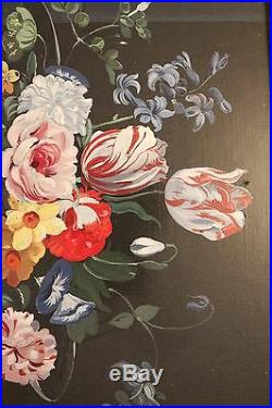 Floral Bouquet Oil Painting, Framed Flower Oil Painting On Canvas, Vintage Repro