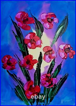 Flowers MODERN ABSTRACT by Mark Kazav Original Oil Painting