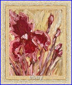 Framed Floral Art Original Oil Painting Canvas Irises Painting Iris Flower Art