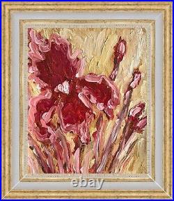 Framed Floral Art Original Oil Painting Canvas Irises Painting Iris Flower Art