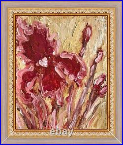 Framed Floral Art Original Oil Painting Canvas Irises Painting Iris Flower Art