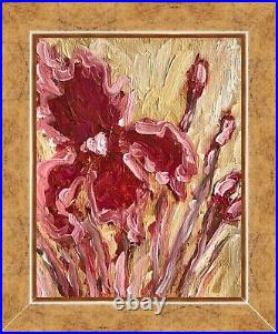 Framed Floral Art Original Oil Painting Canvas Irises Painting Iris Flower Art