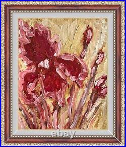 Framed Floral Art Original Oil Painting Canvas Irises Painting Iris Flower Art