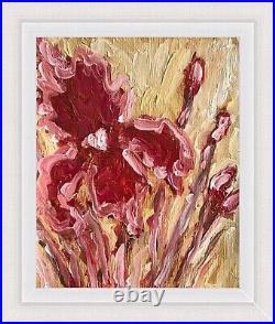 Framed Floral Art Original Oil Painting Canvas Irises Painting Iris Flower Art