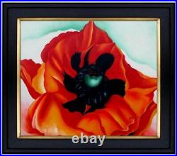 Framed, Quality Hand Painted Oil Painting, Single Red Poppy, 20x24in