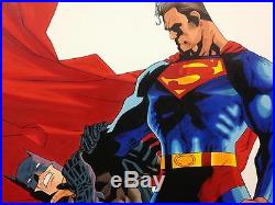Framed Superman vs Batman oil on canvas. Hand painted unique artwork