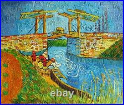 Framed Van Gogh The Langlois Bridge at Arles, Hand Painted Oil Painting 20x24in