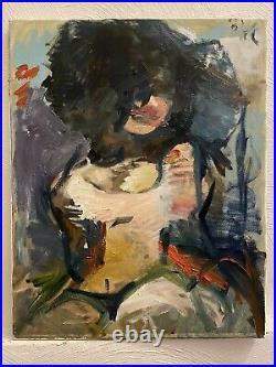 French Cubism Boudoir Oil Painting Original Signed Woman Canvas 16x20