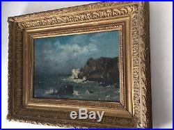 French Impressionist Antique oil painting Seascape Albert PORCHER (1834-1895)