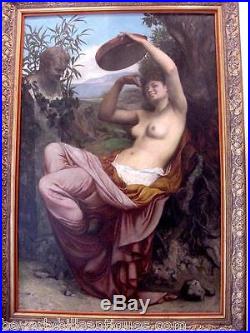 French Mythological Nude Oil On Canvas Signed Camille Bellanger And Dated 1877