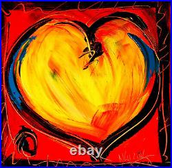 GOLDEN HEART CANVAS IMPRESSIONIST IMPASTO ARTIST Original Oil Painting G4THG45G