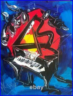 GRAND PIANO Canadian ARTIST Kazav Modern CANVAS Original Oil Painting SIGNED