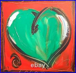 GREEN HEART Painting Original Oil On Canvas Gallery Artist 45YY4