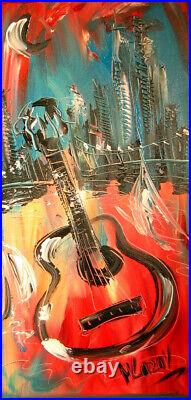 GUITAR MUSIC JAZZ by Mark Kazav Abstract Modern CANVAS Original Oil Painting R