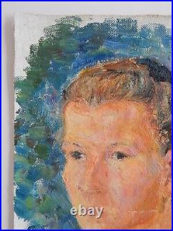 Girl Woman Female Portrait Oil Painting on canvas Original Antique Soviet Art