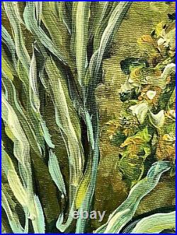 Green Floral Painting Framed Original Oil Painting On Canvas Yellow Flowers Art