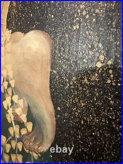 Gustav Klimt The Kiss Reproduction Hand Painted Oil on Board 24 x 40 Framed