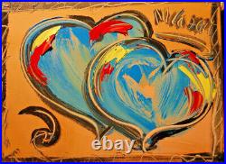 HEARTS BLUE Mark Kazav Abstract Modern CANVAS Original Oil Painting W5HRT