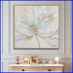 Hand Painted Floral Gold Foil Canvas Oil Painting Living Room Home Decoration