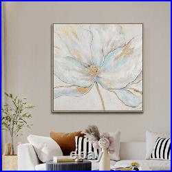 Hand Painted Floral Gold Foil Canvas Oil Painting Living Room Home Decoration