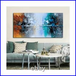 Hand Painted Oil Painting on Canvas Lake Landscape Wall Art Modern Abstract H