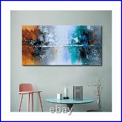 Hand Painted Oil Painting on Canvas Lake Landscape Wall Art Modern Abstract H