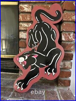 Hand Painted Tattoo Shop Sign Sailor Jerry Barber Sign Panther-Red