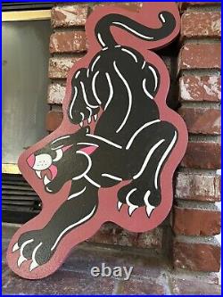 Hand Painted Tattoo Shop Sign Sailor Jerry Barber Sign Panther-Red