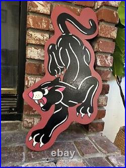 Hand Painted Tattoo Shop Sign Sailor Jerry Barber Sign Panther-Red