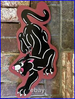 Hand Painted Tattoo Shop Sign Sailor Jerry Barber Sign Panther-Red