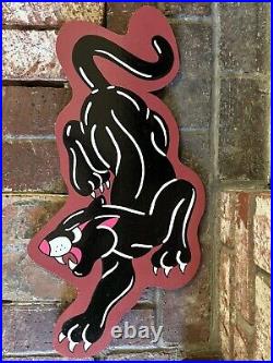 Hand Painted Tattoo Shop Sign Sailor Jerry Barber Sign Panther-Red