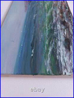 Hand painted Oil painting nice seascape green ocean waves with birds on canvas