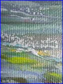 Hand painted Oil painting nice seascape green ocean waves with birds on canvas