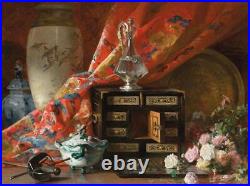 Hand painted Oil painting original Art Landscape still life cabinet on canvas