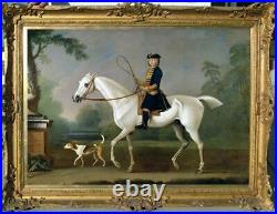 Hand painted Old Master-Art Antique Oil Painting aga horse dog on canvas 30x40