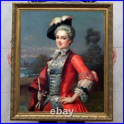Hand-painted Old Master-Art Antique Oil Painting girl noblewoman on canvas