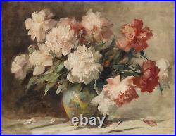 Hand painted canvas Oil painting beautiful still life peony flowers in nice vase