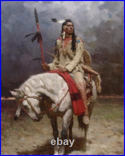Handpainted High Quality Oil Painting Portrait Native American Indian Home Decor