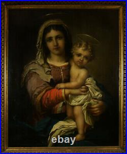 Hans Zatzka (Austrian 1859-1945) Madonna & Child Antique Original Oil Painting