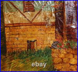 House Landscape Impressionism Vintage Oil Painting