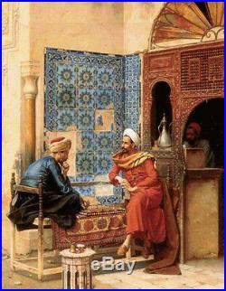 Huge art Oil painting Male portraits Arab people playing The Chess Game canvas