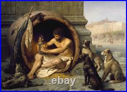 Huge art Oil painting male portrait Diogenes Greek philosopher with dogs canvas