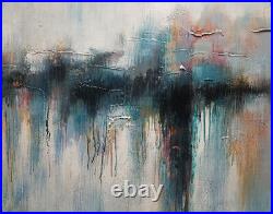 Hungryartist Large modern original abstract oil painting of red & green 30x40