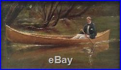 Impressionism Antique Oil painting River Gentleman in a Canoe Alfred MUNNINGS