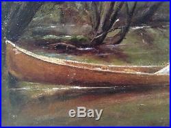 Impressionism Antique Oil painting River Gentleman in a Canoe Alfred MUNNINGS