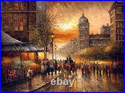 Impressionism Oil painting landscape Paris Street scene sunset cityscape art 36