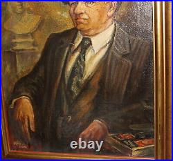 Impressionist man portrait oil painting signed