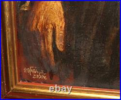 Impressionist man portrait oil painting signed