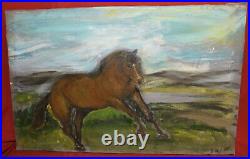 Impressionist oil painting horse signed