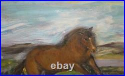 Impressionist oil painting horse signed